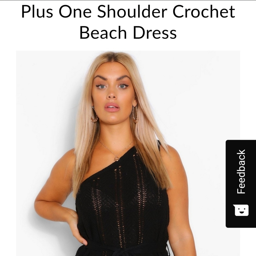 ISO BOOHOO Plus One Shoulder Crochet Beach Dress